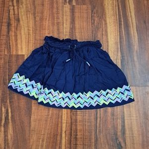 Cat and Jack Navy Blue Skirt with Zig Zag Design on Bottom Frilly Waist